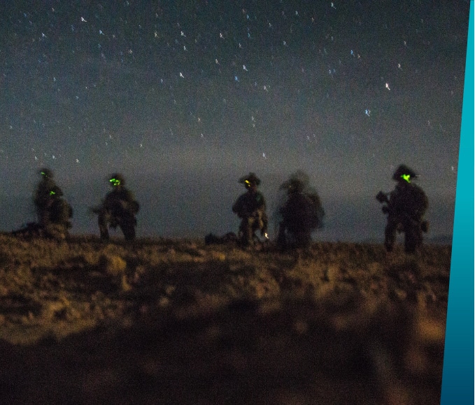 soldiers at night wearing night vision with Allseen technology
